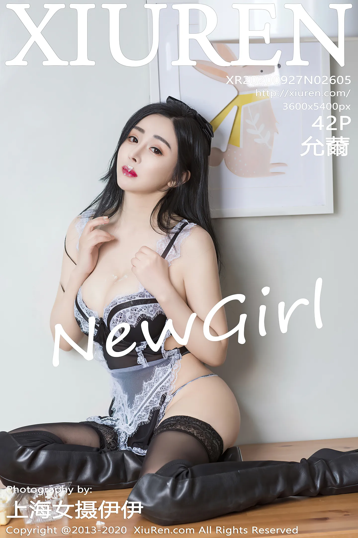 [XiuRen秀人网]No.2605_新人嫩模允薾私房性感黑色情趣内衣配黑丝袜秀完美身材诱惑写真42P-秀人网 - XiuRen.Pro